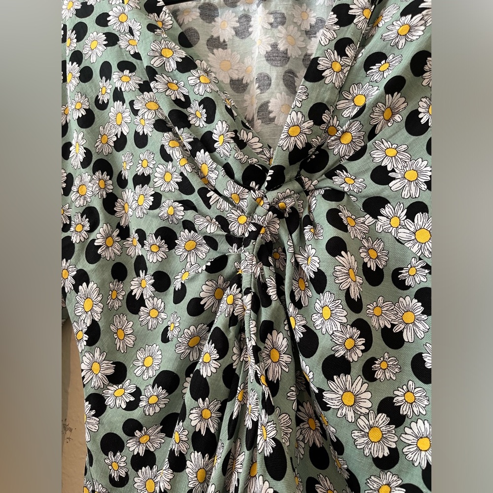Sandro Green Floral Twist-Front Mini Dress - Picture 6 of 14